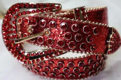 105/115cm ギラギラ　レッド　ブリンブリン　ウエスタン　ベルト　LEX y2k アメカジ　古着　ラッパー　グランジ　プレゼント　ヴィンテージ