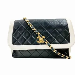 シャネル CHANEL ミニマトラッセ チェーンショルダー ココマーク ターンロック ゴールド金具 バイカラー 白 ホワイト 黒 ブラック ■WYのサムネイル