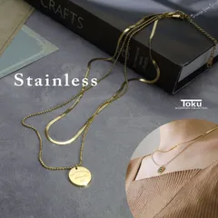 ネックレス ペンダント レディース コイン 金貨 重ね付け ダブル チェーン サージカルステンレス ステンレス 金属アレルギー対応 つけっぱなし 錆びない スネークチェーン ゴールド 恋愛 金運 お守り シンプル プチプラ 格安 アンティーク デザイン 高見え