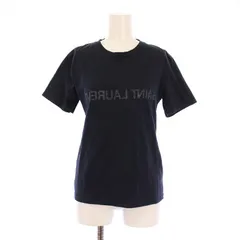 サンローラン パリ SAINT LAURENT PARIS リバースロゴ Tシャツ カットソー 半袖 クルーネック ストレッチ プリント XS 紺 ネイビー 665234 /BBのサムネイル