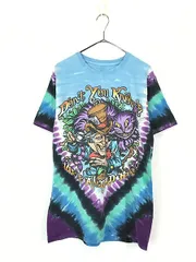 古着 10s Alice in Wonderland 不思議の国のアリス 「We're All Mad Here」 タイダイ Tシャツ M 古着 