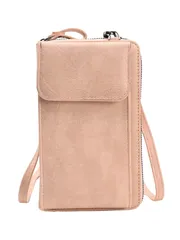 [Four leaf] 大容量 スマホが入る ショルダー 財布 スマホポーチ レディース スマホショルダー 財布付き お財布ショルダー スマホポシェット 携帯ポーチ スマホ 一体型 (ピンク) [ピンク]