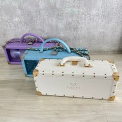 ANGEL シャンパンケース 【中古】空き瓶 1点 ケース3点 計4点セット 鍵付有 【空箱】 収納 エンジェル パープル スカイブルー等 / 513483