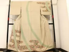 平和屋着物●伝統工芸士　水野保　保辻が花染　訪問着　絞り　辻が花　暈し染め　金通し地　正絹　逸品　AAAZ8859ph