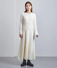UNITED ARROWS アローズ　クルーネック フレア ニットワンピース RPSP/G＊