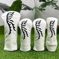 クラブヘッドカバーセット 1W/3W/5W/UT用 4個組 タイガーライン 新品美品 高耐久×撥水仕様 シンプルで大人のゴルフスタイルに⭐