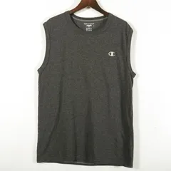 チャンピオン タンクトップ オーセンティック ランニング スポーツウエア アメリカ古着 ヴィンテージ メンズ Lサイズ グレー Champion 【中古】