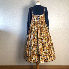 ダブリエワンピース(ぎっしりテディベア×ネイビー)