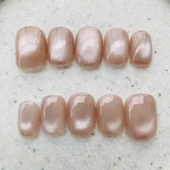 #27  完成品 即購入可 ピンクベージュ シルキーマグネットネイルチップ 25469 ベリーショート付属品あり