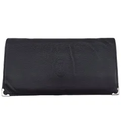 ◆カルティエ Cartier カボションライン 長財布 札入れ 二つ折り メンズ ブラック×シルバー金具 L3000583 (v0049178300) old Cartier 長財布 ボルドー レザー アンティークブランド