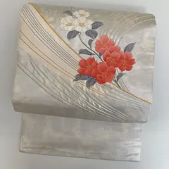 名古屋帯　花兎　唐織　金糸　カラフル　白地　着物　041a d 名古屋帯花兎唐織金糸カラフル白地着物041a d