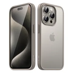 【特売】JEDirect マットケース iPhone 15 Pro 6.1インチ用 耐衝撃性ミリタリーグレードの落下防止 つや消しの半透明の背面電話カバー 指紋防止 (ナチュラルチタニウム)