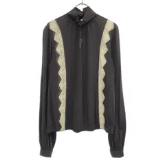 DOLCE&GABBANA ドルチェ＆ガッバーナ レース装飾シルクプルオーバーブラウス  ブラウン 38のサムネイル