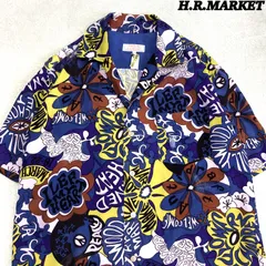HOLLYWOOD RANCH MARKET ハワイアンシャツ アロハシャツ オープンカラー 開襟 クリーニング済 総柄 アート グラフィティ ショートスリーブ 半袖 3サイズ マルチカラー 青 ブルー H.R.MARKET ハリウッドランチマーケットのサムネイル