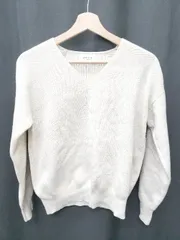 ◇ Θ OPAQUE.CLIP ラメ　Vネック 長袖 ニット サイズM アイボリー レディース P  【1410230004317】