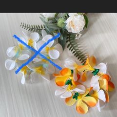 【Sサイズ】イエロー×ホワイトのみ　ワンコ　犬　アクセサリー　ハワイアンレイ　フラワーレイ　プルメリア