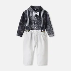 ☆ グレー×ホワイト ☆ 70CM ☆ キッズ ベビー 男の子 フォーマル セットアップ pmyfomasuit19 ベビー フォーマル 男の子 長袖 ベビー服 赤ちゃん キッズ セット 上下セット パンツ ズボン シャツ 蝶ネクタイ リボン