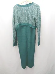 ◇ ⊇ LOWRYS FARM ローリーズファーム ミドルゲージ ワンピース ニット サイズF グリーン レディース E  【1503310011821】