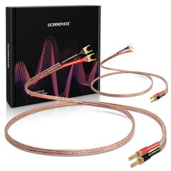 【新着商品】UCINNOVATE 2個パック 2m HiFiスピーカーワイヤーケーブル 金メッキUフォークスペードプラグスピーカージャンパーからバナナプラグ、オーディオスピーカーアンプ用スピーカージャンパーケーブルターミナル