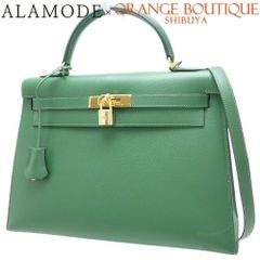 HERMES(エルメス) ケリー 32(外縫い) ハンドバッグ 2WAY ショルダー 肩掛け クシュベル ヴェールベンガル グリーン緑 ゴールド金具 □E刻印 レディース 40802066178【中古】【アラモード】