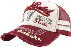 Laquest メッシュキャップ ダメージ アメカジ ベースボールキャップ メンズ/レディース( ワインレッド,  58.0 cm)