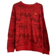 FILA ロゴスウェット トレーナー XL レッド フィラ プルオーバー 総柄 ワンポイント 刺繍 古着卸 アメリカ仕入 a612-5686