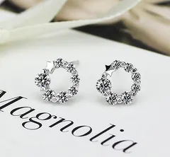 スワロフスキー クリスタル★サークル デザイン シルバー925 ピアス 刻印入