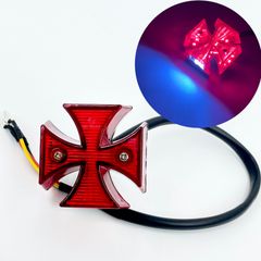 ワイケーショップ バイク アイアンクロス クロス テールランプ LED 12V ナンバー灯 SR チョッパー ボバー スクランブラー ハーレー 汎用 ykshopb