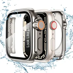 【特価商品】高透過率 耐衝撃 （Series 防傷 液晶保護 全面保護 一体型 1デザイン in 液晶保護フィルム+保護ケース+背面ケースの3 8/7/SE/6/5/4 series 6/SE/5/4、44mm、チタンカラー） 防水 Ultraに変身する Wa