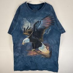USA製 ザ・マウンテン ネイビータイダイ グラフィックTシャツ オウム 