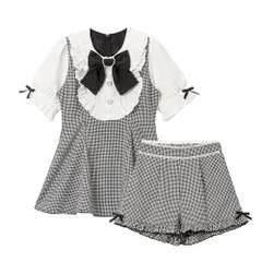 夢展望公式 [新品未使用] ヨークフリルビジューセットアップ [千鳥柄] 他カラー別ページ有 dearmylove ワンピース その他ワンピース（半袖） 533543-03