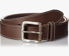 Levi's ベルト 15116604 チョコ 本革 メンズ ステッチ カジュアルベルト 幅3.5cm フリーサイズ カット調整可