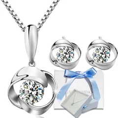 スワロフスキー ネックレス ピアス レディース シルバー クリスマス プレゼント ギフト 金属アレルギー対応 セット 1