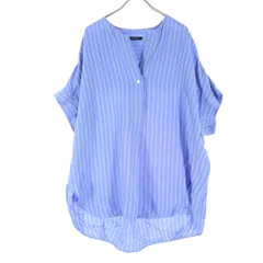 JOURNAL STANDARD ジャーナルスタンダード ストライプ柄 半袖 リネン混 チュニック ブルー レディース 古着