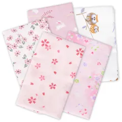 ガーゼ手ぬぐい 5枚セット (ピンク系) 1枚 日本製 二重袷 綿100% ハンカチ 手拭い てぬぐい 洗顔 和柄