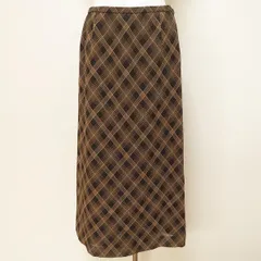 #anc レリアン Leilian スカート 13 茶 黒 チェック ロング 大きいサイズ レディース [922887]