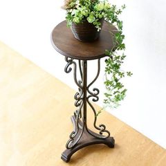 フラワースタンド アイアン 木製 アンティーク風 玄関 花台 家具