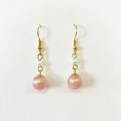【ハンドメイド】UVレジンピアス　ピンク　ゴールド　球体 