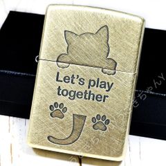 zippo☆キャットデザイン☆ダメージブラス☆シルエット☆ジッポ 