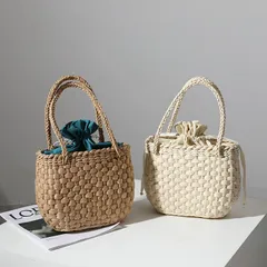 ★かご バッグ レディース ショルダー巾着バッグ 編みバッグ かごバッグ トートバッグ 小さめ 可愛い レディース ショルダー トート