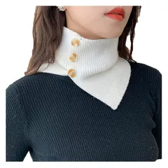 【新品】 [ルビタス] ネック ウォーマー スカーフ 襟 付け マフラー 厚手 インナー にっと 春 かわいい スキー 秋 冬 (白) 1
