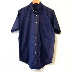 80s！90s！ヴィンテージ！(^w^)b BURBERRY LONDON バーバリーロンドン コットン100% ボタンダウン 半袖 シャツ シンプル フォーマル ビジネス 通勤 トップス ネイビー 紺色 メンズ 男性 紳士 サイズ M