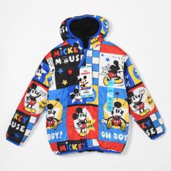 新品 Disney Junior MICKEY MOUSE ディズニー ミッキー アウター ジャケット 中綿 リバーシブル 4T 100 110 キッズ 子供服 ジュニア 総柄 フリース コストコ 男の子 冬
