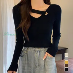 Vネック リブニットトップス 大人秋服 。可   ant4y112531