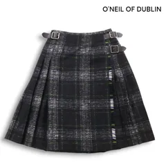 【美品 アイルランド製】O'NEIL OF DUBLIN オニールオブダブリン 秋冬 ウール プリーツ ラップ スカート Sz.38 レディース