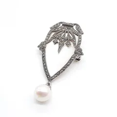 imac イマック SILVER 925 シルバーブローチ マーカサイト シェル パール ネックレス ペンダントトップ 真珠 エンブレム