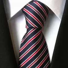 メンズネクタイ　ストライプ柄　お洒落　結婚式　発表会　七五三祝い　パーティー　イベント　ビジネス　スーツ　ワイシャツ　小物　格安　セール　ネクタイ　ネイビー色　紺色　レッド色　赤色　シルバー色　銀色