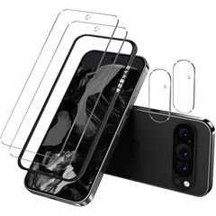 Huy Google Pixel 9 Pro XL 5G ガラスフィルム【ガイド枠】- 旭硝子仕様 Pixel 9 Pro XL フィルム 2枚 + Pixel 9 Pro XL フィルム カメラ 2枚 Google Pixel 9Pro XL 用の 強化 0