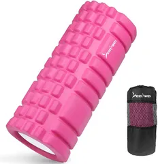 フォームローラー 【ピンク】筋膜リリース グリッドフォームローラー ヨガポール トレーニング スポーツ フィットネス ストレッチ器具 収納バッグのサムネイル