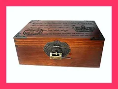 【スタッフおすすめ！】r_planning （アールプランニング） アンティーク調 木製 鍵付 ボックス レトロ ビンテージ調 装飾 小物入 25cm巾 大きめサイズ